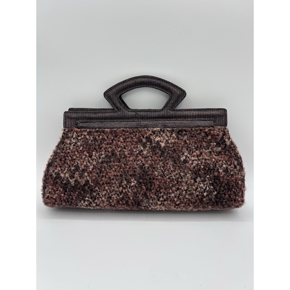 VICTORIA'S SECRET Vintage Purse Clutch Handbag‎ Brown & Beige Wool HARD TO FIND